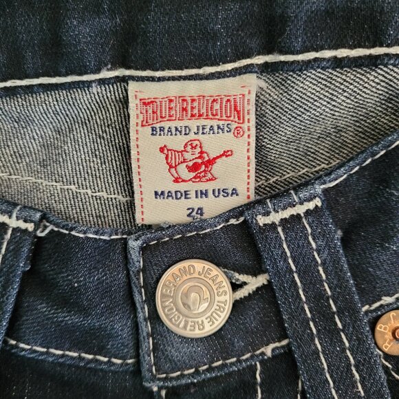 Authentic TRUE RELIGION Womens Dark Wash Jeans - Picture 3 of 5